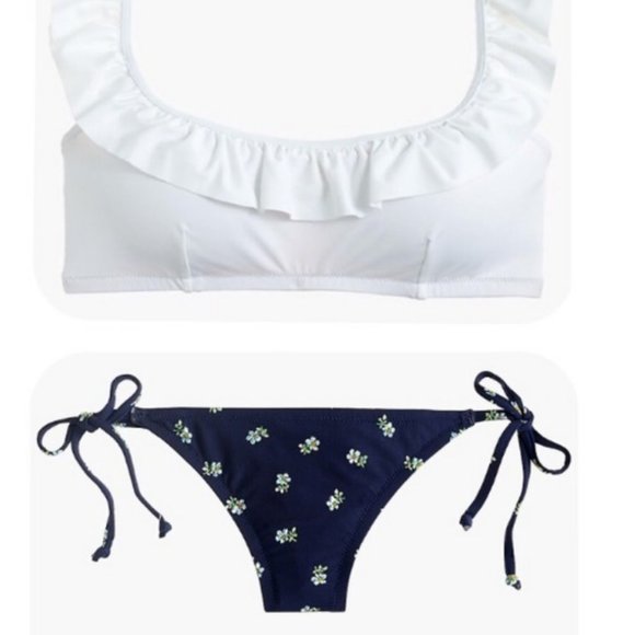 J. Crew Ruffle String Bikini, Tiny Bouquet Floral - Picture 1 of 5